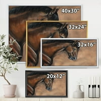 Izbliza portret smeđeg konja u obliku konja uokvirenog fotografskom platnu umjetnički tisak