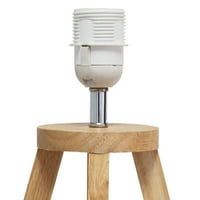 Jednostavna dizajnerska trokutasta stolna svjetiljka od prirodnog drveta s bijelim sjenilom od tkanine